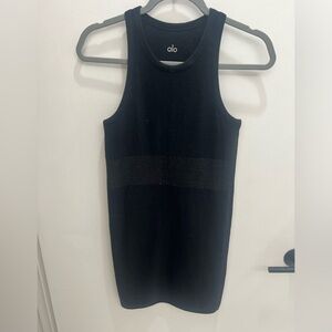 Alo Black Seamless Ribbed WARM Nights Dress